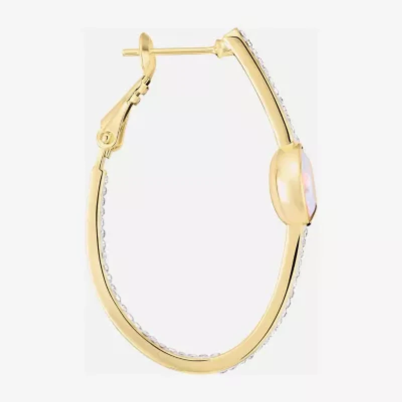 Sparkle Allure Womens Multi Color Crystal 14K Gold Over Brass 38.3mm Hoop Earrings