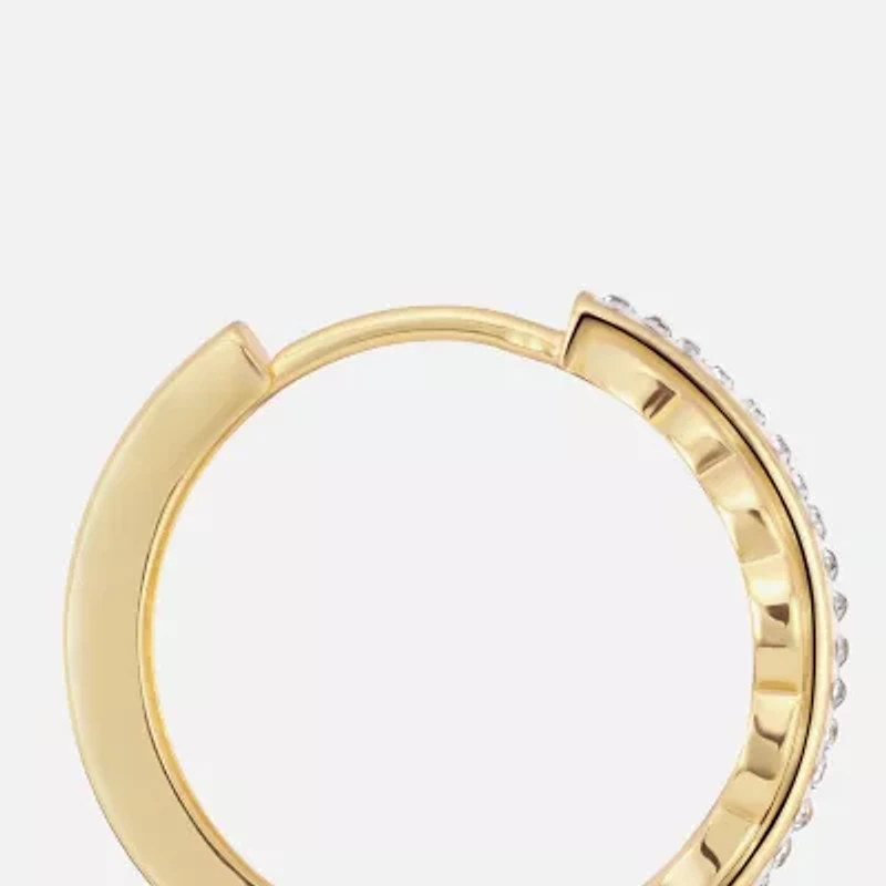 Sparkle Allure Leaf Womens Crystal 14K Gold Over Brass 15.5mm Hoop Earrings