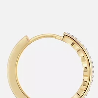 Sparkle Allure Leaf Womens Crystal 14K Gold Over Brass 15.5mm Hoop Earrings