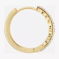 Sparkle Allure Leaf Womens Crystal 14K Gold Over Brass 15.5mm Hoop Earrings