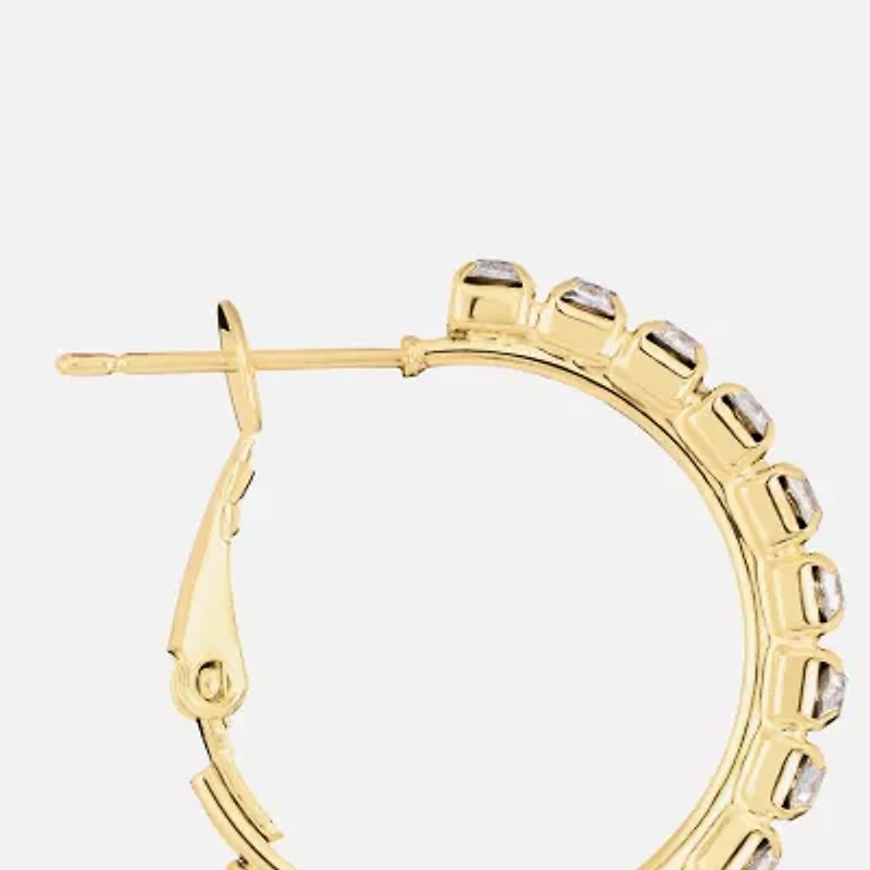 Sparkle Allure Womens Crystal 14K Gold Over Brass 25.1mm Hoop Earrings