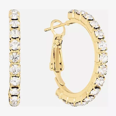 Sparkle Allure Womens Crystal 14K Gold Over Brass 25.1mm Hoop Earrings