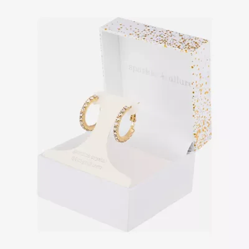 Sparkle Allure Womens Crystal 14K Gold Over Brass 25.1mm Hoop Earrings