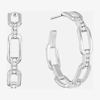 Sparkle Allure Paperclip Link Womens Crystal 28.4mm Paperclip Hoop Earrings