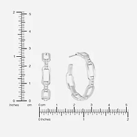 Sparkle Allure Paperclip Link Womens Crystal 28.4mm Paperclip Hoop Earrings