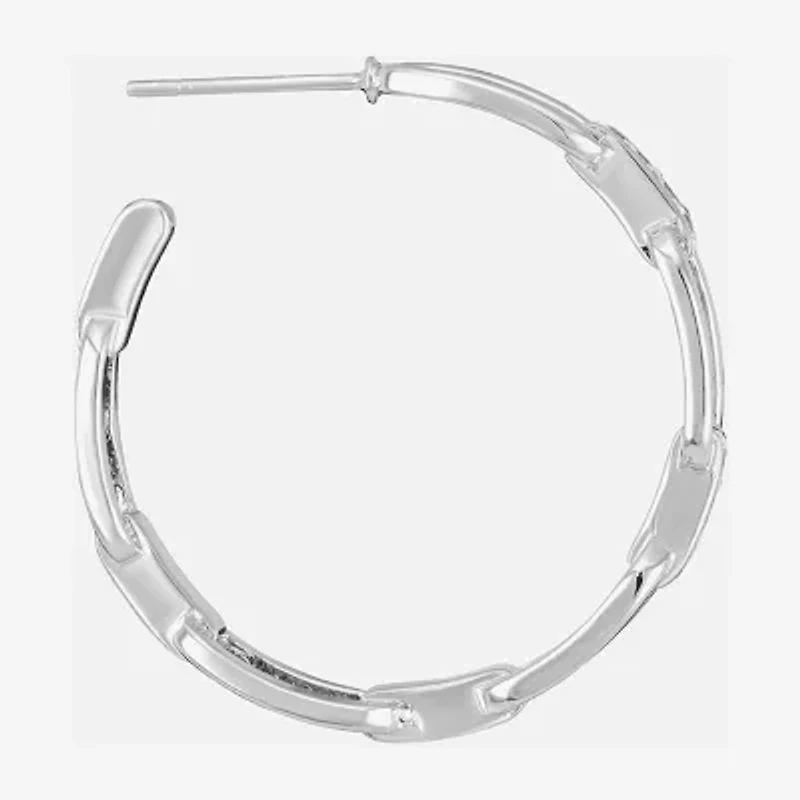 Sparkle Allure Paperclip Link Womens Crystal 28.4mm Paperclip Hoop Earrings