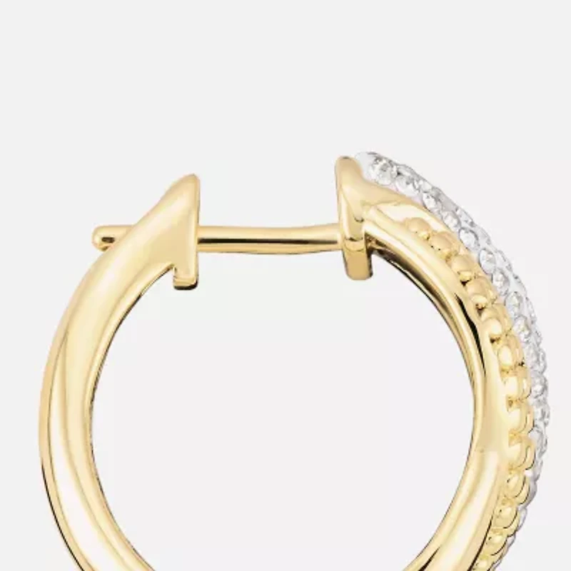 Sparkle Allure Twist Womens Crystal 14K Gold Over Brass 15.5mm Hoop Earrings