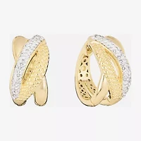 Sparkle Allure Twist Womens Crystal 14K Gold Over Brass 15.5mm Hoop Earrings