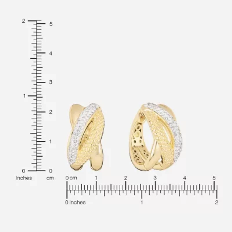 Sparkle Allure Twist Womens Crystal 14K Gold Over Brass 15.5mm Hoop Earrings