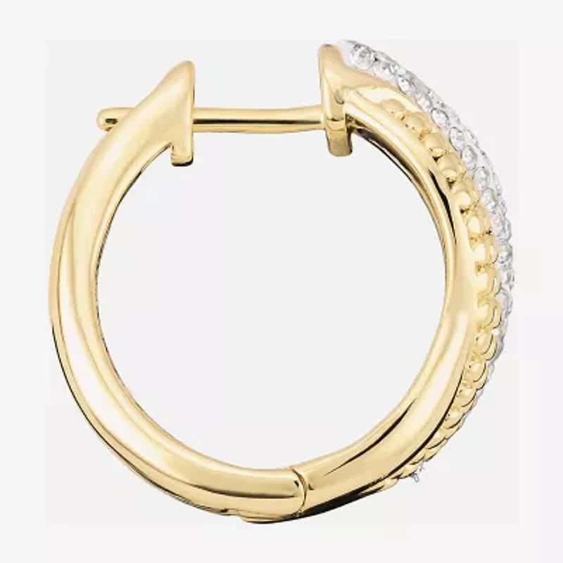 Sparkle Allure Twist Womens Crystal 14K Gold Over Brass 15.5mm Hoop Earrings