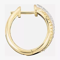 Sparkle Allure Twist Womens Crystal 14K Gold Over Brass 15.5mm Hoop Earrings