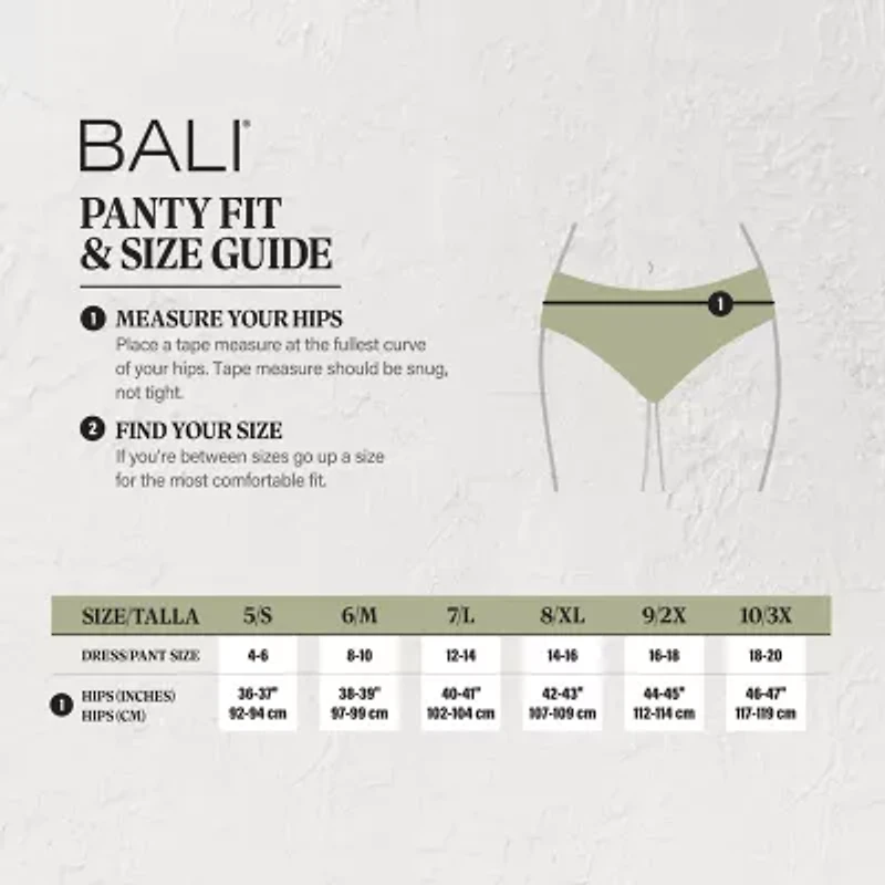 Bali® Cotton Light Tummy Support Moisture Wicking Brief Panties Underwear DFLEBF