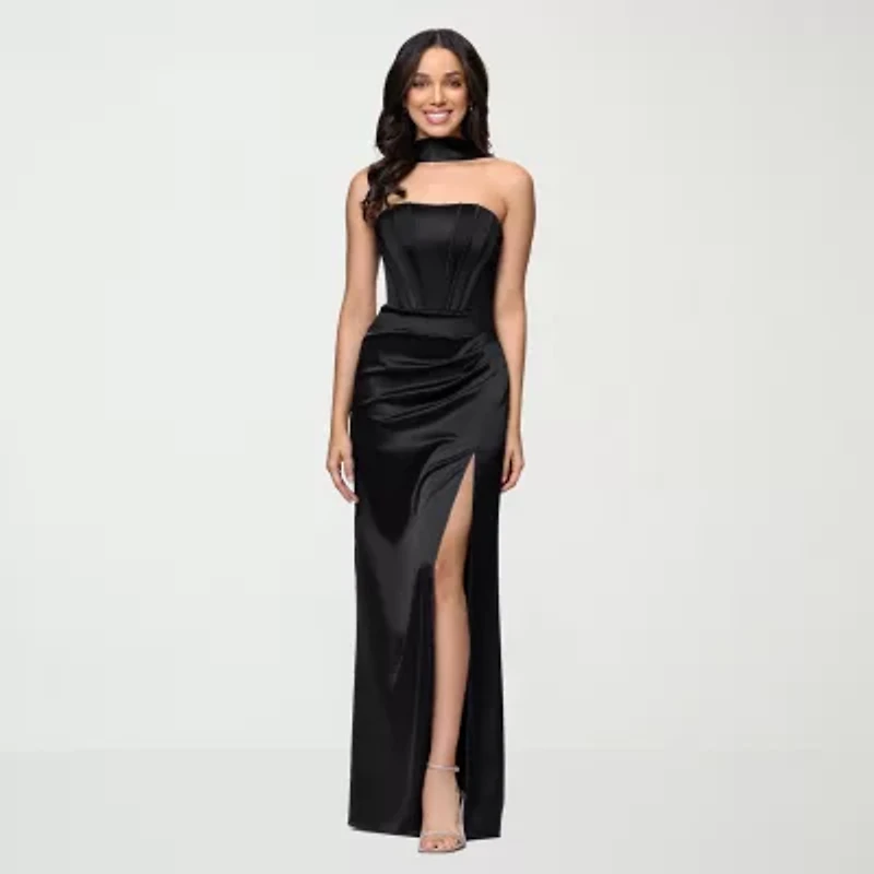 Lilli Asher Womens Juniors Sleeveless Satin Bodycon Dress