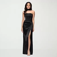 Lilli Asher Womens Juniors Sleeveless Satin Bodycon Dress