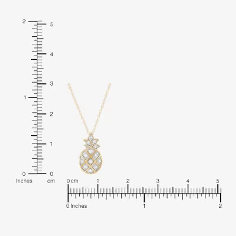 Limited Quantities! Pineapple Womens 1/10 CT. T.W. Natural White Diamond 10K Gold 18 Inch Pendant Necklace