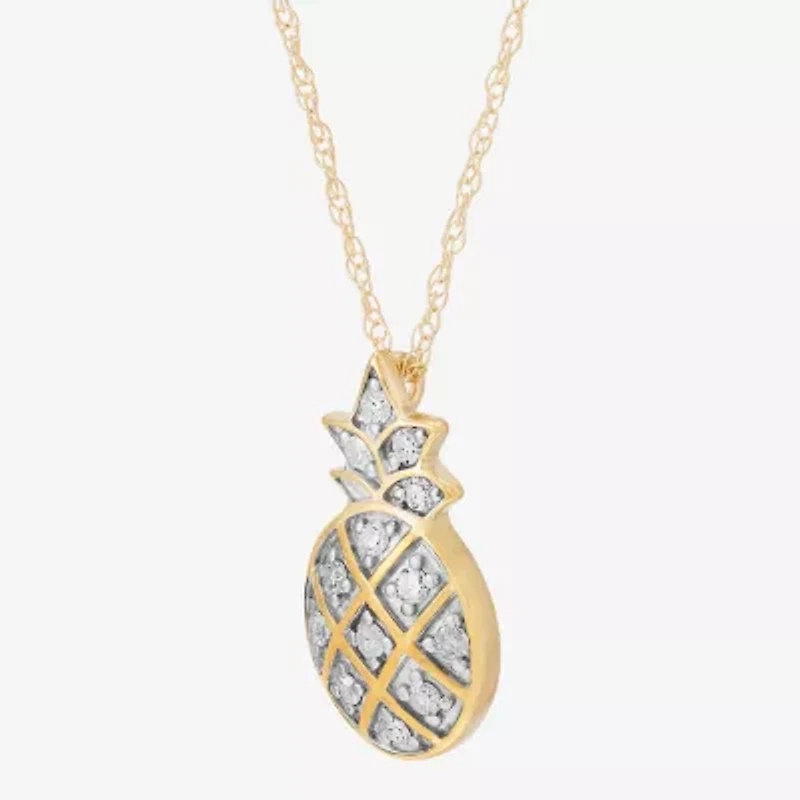 Limited Quantities! Pineapple Womens 1/10 CT. T.W. Natural White Diamond 10K Gold 18 Inch Pendant Necklace