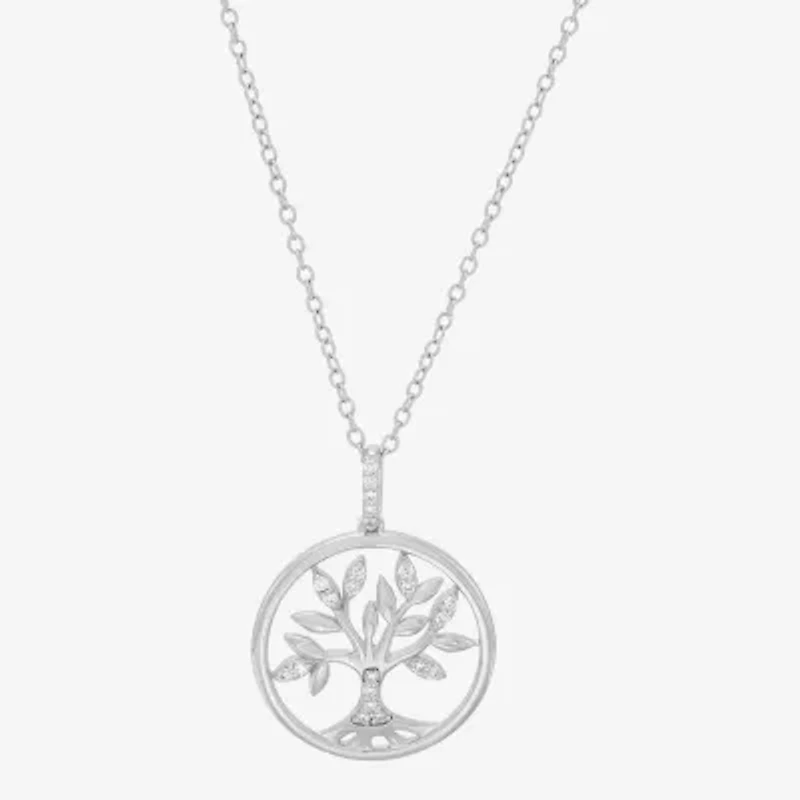 Limited Quantities! Tree Womens 1/10 CT. T.W. Lab Grown White Diamond Sterling Silver 18 Inch Pendant Necklace
