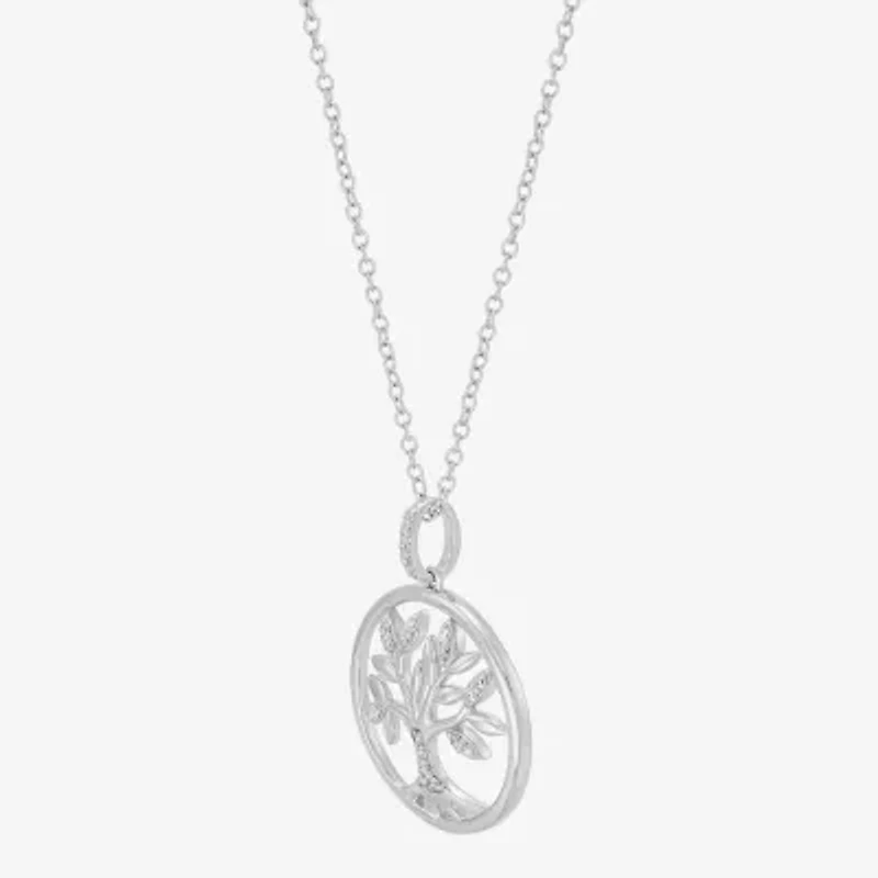 Limited Quantities! Tree Womens 1/10 CT. T.W. Lab Grown White Diamond Sterling Silver 18 Inch Pendant Necklace
