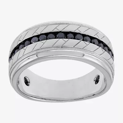 Limited Quantities! Mens 1/2 CT. T.W. Natural Black Diamond 10K White Gold Fashion Ring