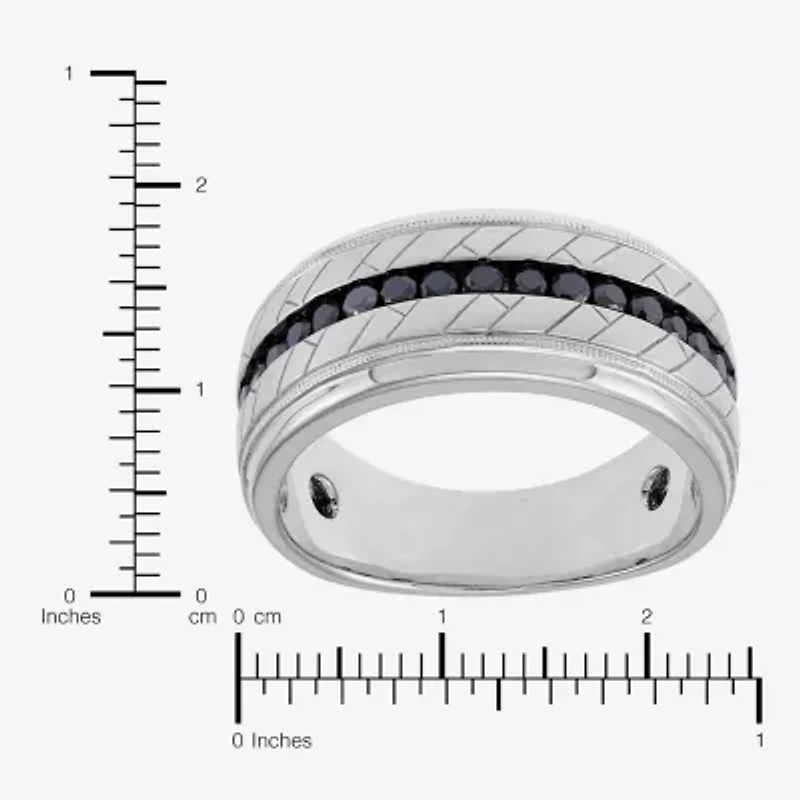 Limited Quantities! Mens 1/2 CT. T.W. Natural Black Diamond 10K White Gold Fashion Ring