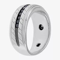 Limited Quantities! Mens 1/2 CT. T.W. Natural Black Diamond 10K White Gold Fashion Ring