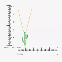Limited Quantities! Cactus Womens Genuine Green Emerald 10K Gold 18 Inch Pendant Necklace