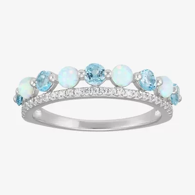 Womens 4.5MM Multi Color Sterling Silver Band