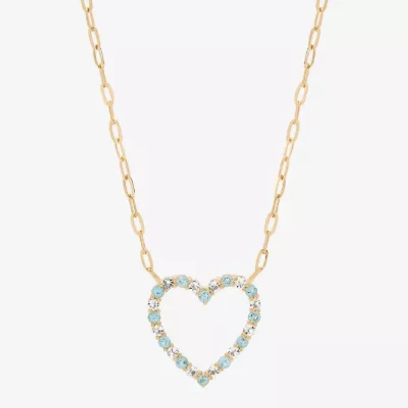 Limited Quantities! Womens Genuine Blue Topaz 10K Gold Heart 19 Inch Pendant Necklace