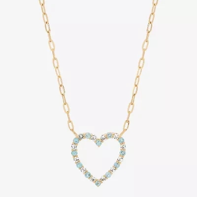 Limited Quantities! Womens Genuine Blue Topaz 10K Gold Heart 19 Inch Pendant Necklace