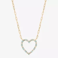Limited Quantities! Womens Genuine Blue Topaz 10K Gold Heart 19 Inch Pendant Necklace