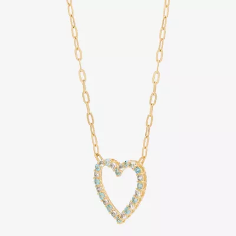 Limited Quantities! Womens Genuine Blue Topaz 10K Gold Heart 19 Inch Pendant Necklace