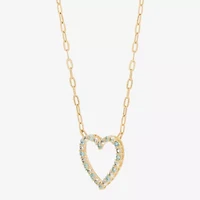Limited Quantities! Womens Genuine Blue Topaz 10K Gold Heart 19 Inch Pendant Necklace