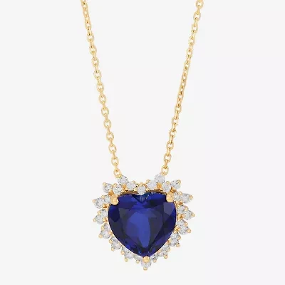 Limited Quantities! Womens 3/8 CT. T.W. Lab Created Blue Sapphire 10K Gold Heart 18 Inch Pendant Necklace