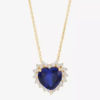 Limited Quantities! Womens 3/8 CT. T.W. Lab Created Blue Sapphire 10K Gold Heart 18 Inch Pendant Necklace