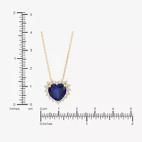 Limited Quantities! Womens 3/8 CT. T.W. Lab Created Blue Sapphire 10K Gold Heart 18 Inch Pendant Necklace