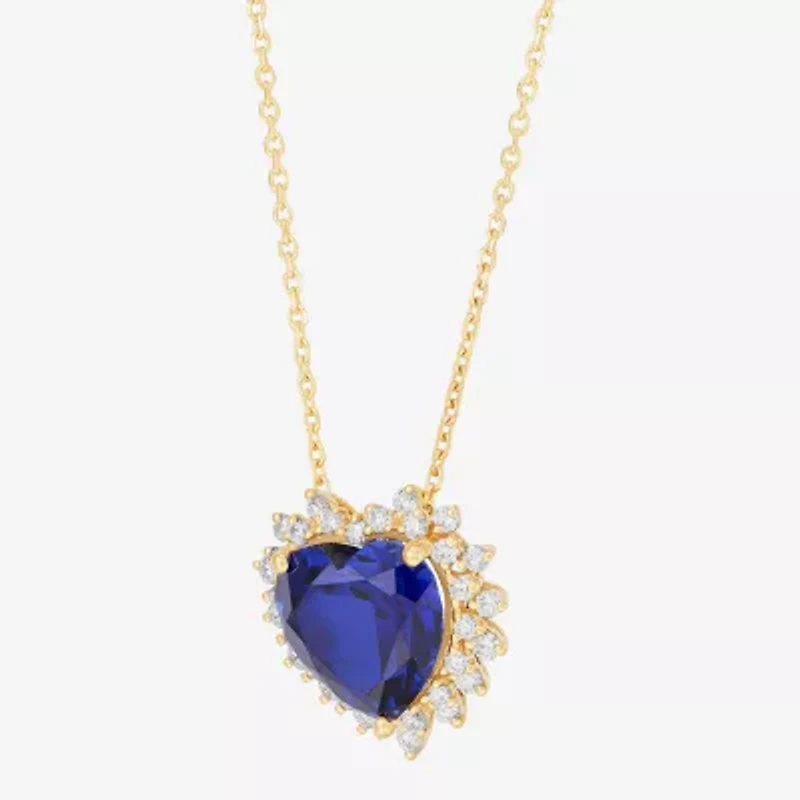 Limited Quantities! Womens 3/8 CT. T.W. Lab Created Blue Sapphire 10K Gold Heart 18 Inch Pendant Necklace