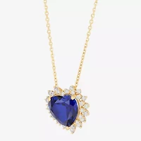 Limited Quantities! Womens 3/8 CT. T.W. Lab Created Blue Sapphire 10K Gold Heart 18 Inch Pendant Necklace