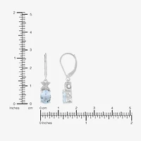 Limited Quantities! Womens Diamond Accent Genuine Blue Aquamarine Sterling Silver Drop Earrings