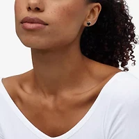 Limited Quantities! Diamond Accent Genuine Black Onyx Sterling Silver 10.4mm Heart Stud Earrings