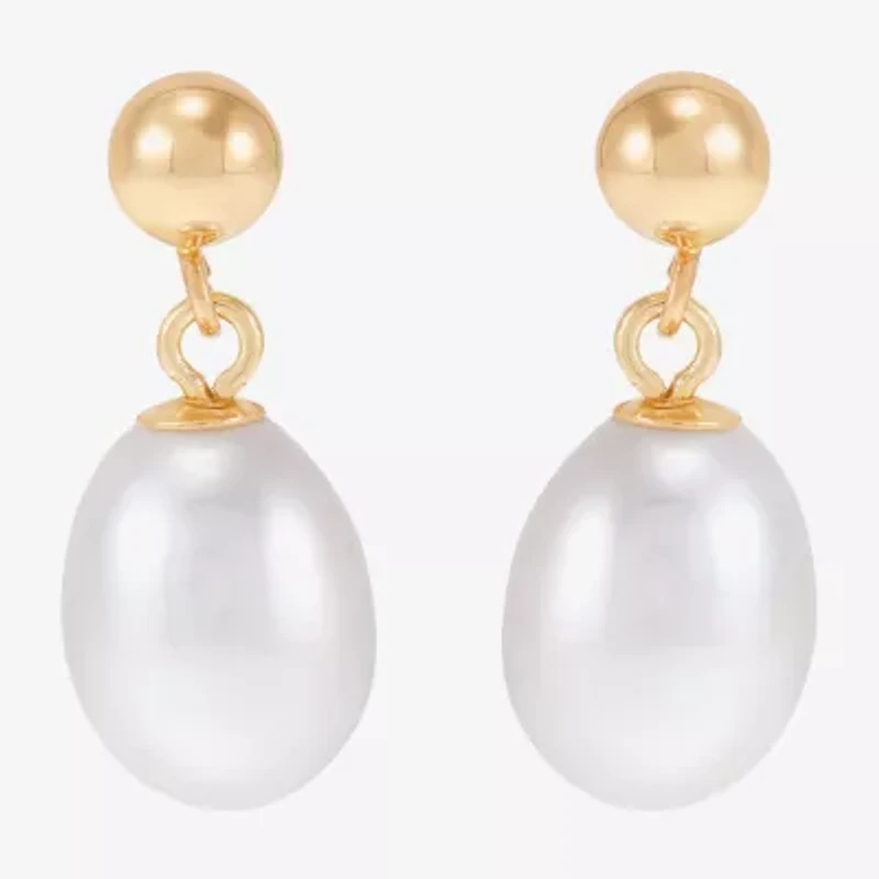 Limited Quantities! Womens Dyed White Cultured Freshwater Pearl 14K Gold Drop Earrings