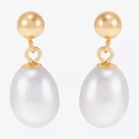 Limited Quantities! Womens Dyed White Cultured Freshwater Pearl 14K Gold Drop Earrings
