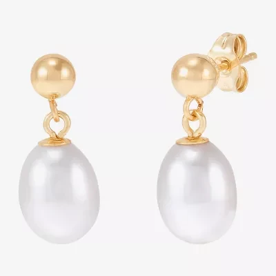 Limited Quantities! Womens Dyed White Cultured Freshwater Pearl 14K Gold Drop Earrings