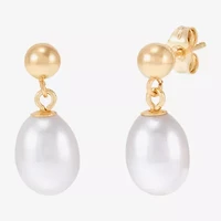 Limited Quantities! Womens Dyed White Cultured Freshwater Pearl 14K Gold Drop Earrings
