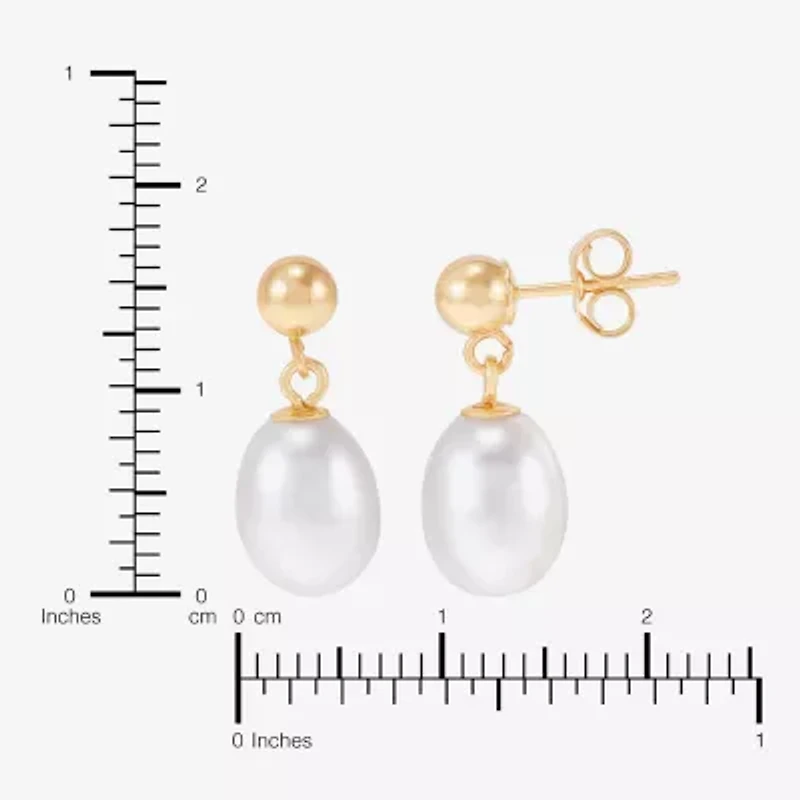 Limited Quantities! Womens Dyed White Cultured Freshwater Pearl 14K Gold Drop Earrings
