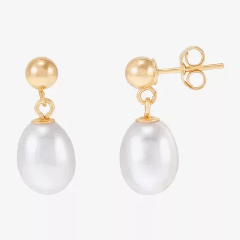 Limited Quantities! Womens Dyed White Cultured Freshwater Pearl 14K Gold Drop Earrings