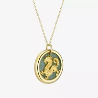 Dragon Womens Genuine Green Jade 18K Gold Over Silver 18 Inch Pendant Necklace