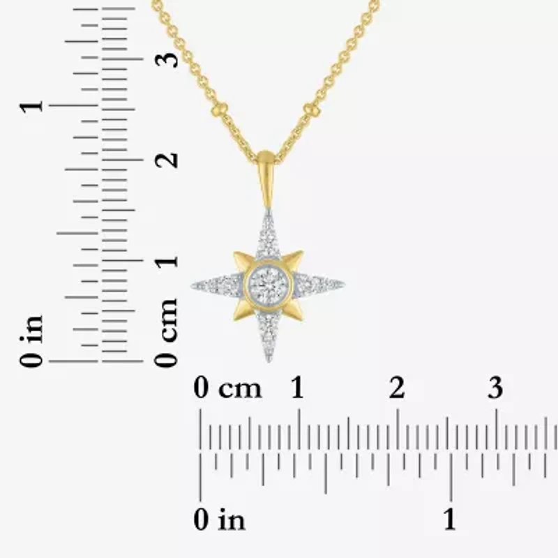 Diamond Addiction North Star (G-H / Si2-I1) Womens 1/3 CT. T.W. Lab Grown White Diamond 10K Gold Star 16 Inch Pendant Necklace