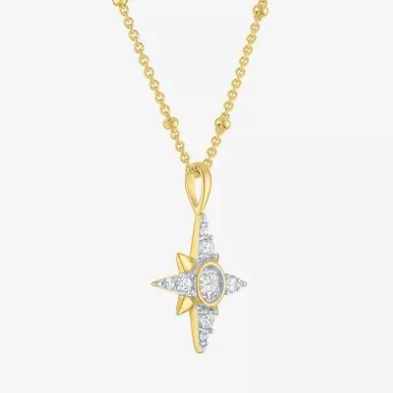 Diamond Addiction North Star (G-H / Si2-I1) Womens 1/3 CT. T.W. Lab Grown White Diamond 10K Gold Star 16 Inch Pendant Necklace