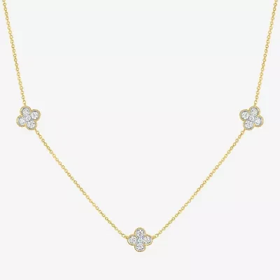 Diamond Addiction (G-H / Si2-I1) Womens 1/3 CT. T.W. Lab Grown White Diamond 10K Gold Flower 16 Inch Pendant Necklace