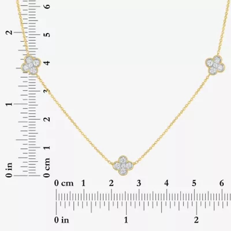 Diamond Addiction (G-H / Si2-I1) Womens 1/3 CT. T.W. Lab Grown White Diamond 10K Gold Flower 16 Inch Pendant Necklace